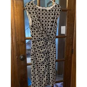 Womens Lauren Ralph Lauren Sleeveless White/Black Block Print Dress Size 8